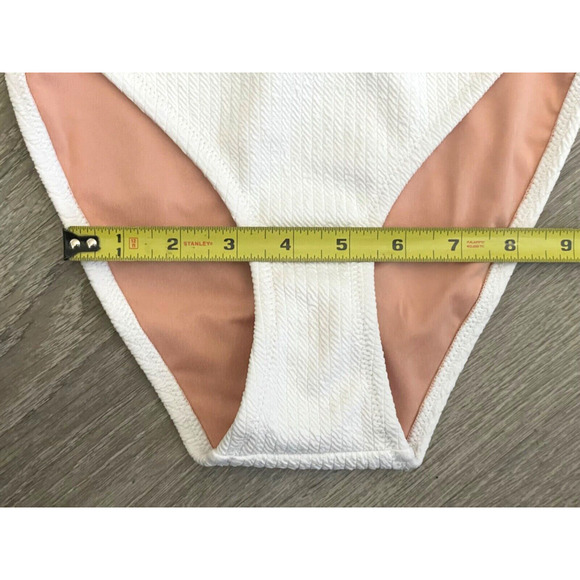 J. Crew Women's Textured Curved-Waist Cheeky Bikini Bottom White Size Large NWT - Picture 6 of 16